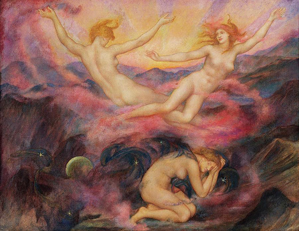 Night and Dawn by Evelyn de Morgan | Oil Painting Reproduction