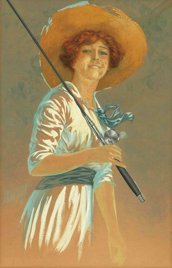 Girl with Fishing Pole 1941 | Oil Painting Reproduction