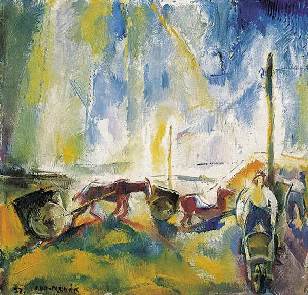 Daylabourers with Wheelbarrows 1927 By Vilmos aba-Novak