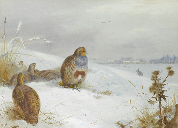 Hard Times Partridges and a Hare 1892 | Oil Painting Reproduction