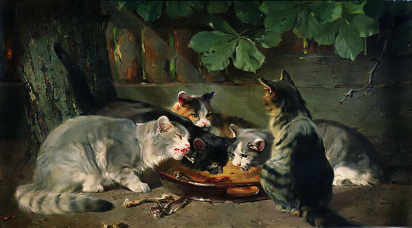 Dinner Time by Julius Adam | Oil Painting Reproduction