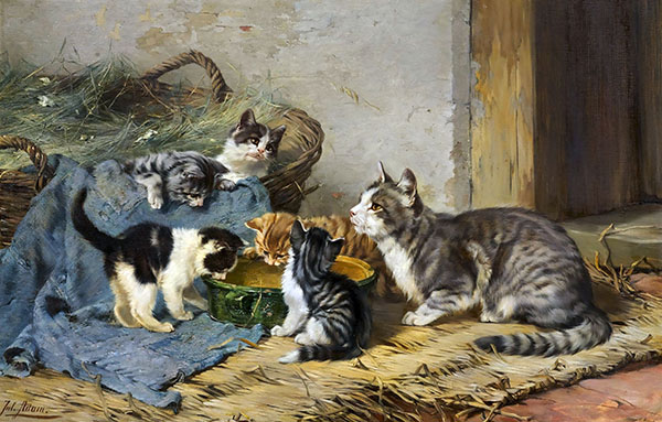 Cat Family 2 by Julius Adam | Oil Painting Reproduction