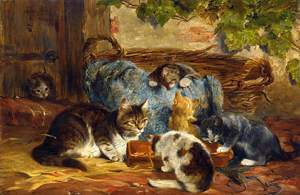 The Kittens Supper by Julius Adam | Oil Painting Reproduction