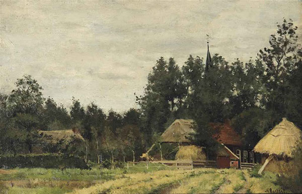 A Farm in a Wooded Summer Landscape | Oil Painting Reproduction