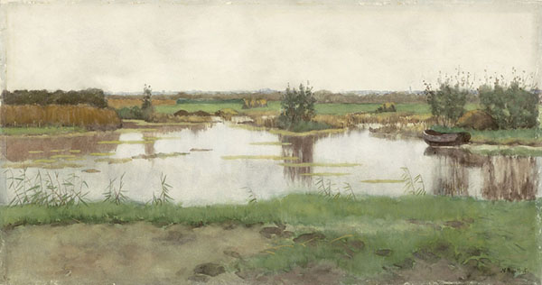 Landscape with a Pond and a Pasture | Oil Painting Reproduction