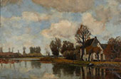 Riverside Landscape with Cottage By Syvert Nicolaas Bastert