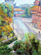The Barbican and The Florianska Street View from Zacisze Street 1894 By Stanisław Mateusz Ignacy Wyspianski