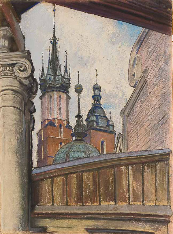 Towers of The St. Mary's Church in Krakow 1905 | Oil Painting Reproduction