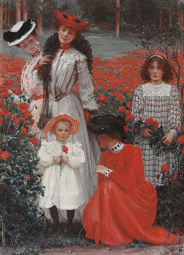 A Family Group 1898 by Albert Herter | Oil Painting Reproduction
