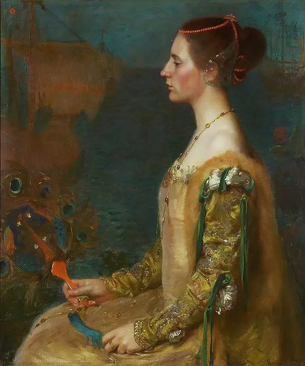 Woman with a Fan By Albert Herter