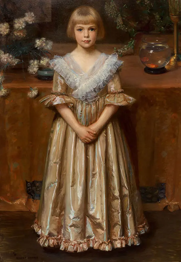 Girl and Goldfish Bowl By Albert Herter