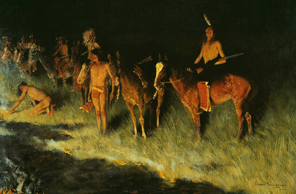 The Grass Fire by Frederic Remington | Oil Painting Reproduction