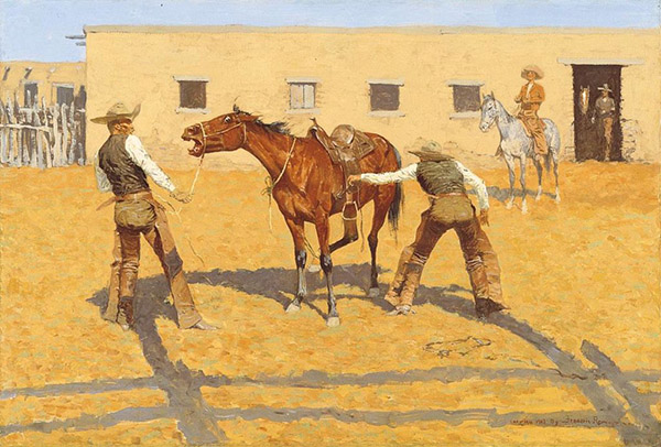 His First Lesson by Frederic Remington | Oil Painting Reproduction