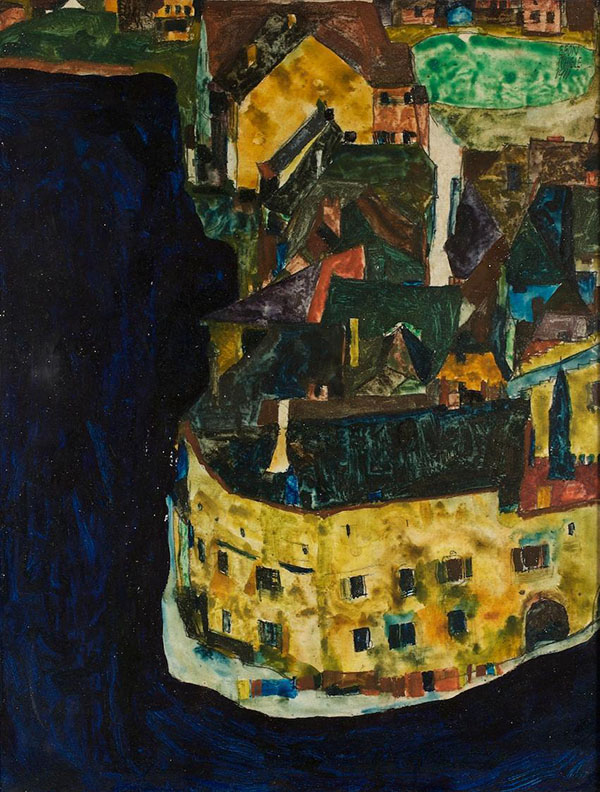 City on The Blue River II by Egon Schiele | Oil Painting Reproduction