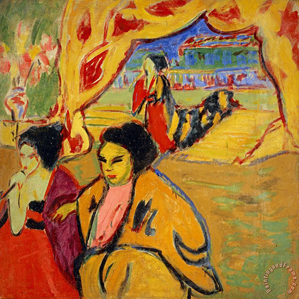 Japanisches Theater by Ernst Kirchner | Oil Painting Reproduction