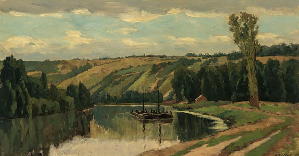View of the Seine near Mantes | Oil Painting Reproduction