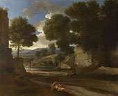 Landscape with Travellers Resting By Nicolas Poussin