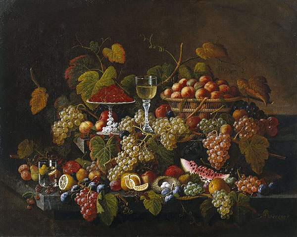 Still Life with Fruit by Severin Roesen | Oil Painting Reproduction