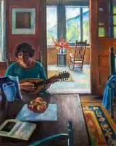 Interior with Lute Player By Samuel Halpert