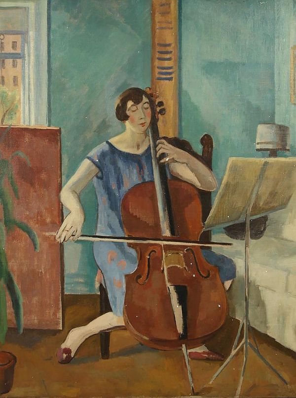 The Cellist by Samuel Halpert | Oil Painting Reproduction