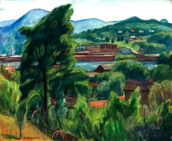 Village Along the River By Samuel Halpert