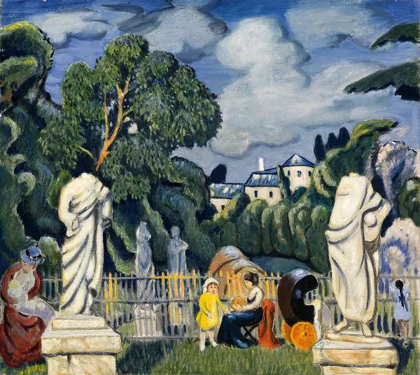 Nurse and Child in Garden c1920 By Frederic Clay Bartlett