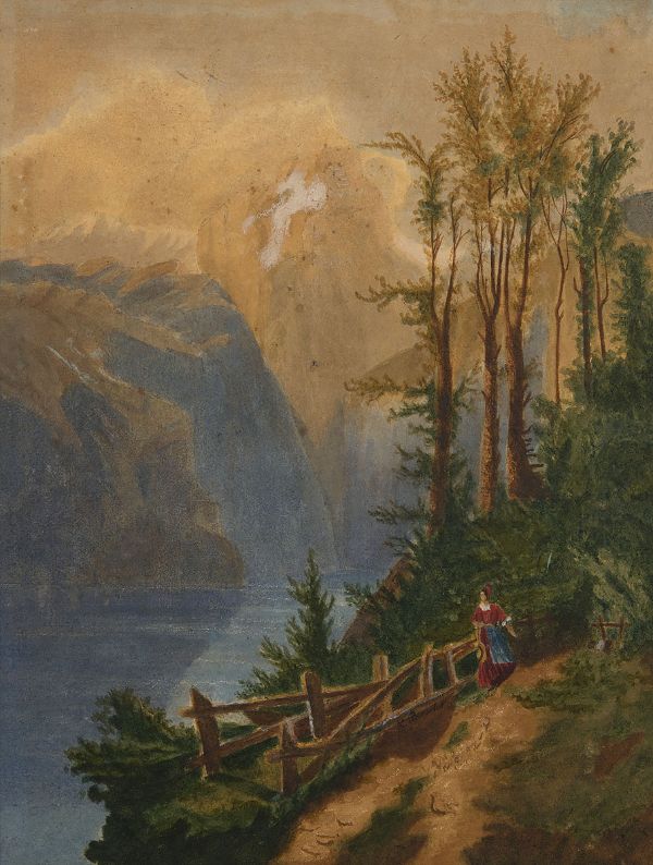 Lady in the Alps by Louis Buvelot | Oil Painting Reproduction