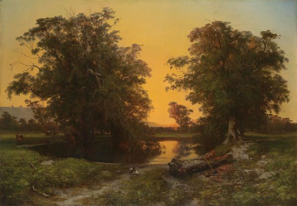 Waterpool Near Coleraine Sunset 1869 | Oil Painting Reproduction