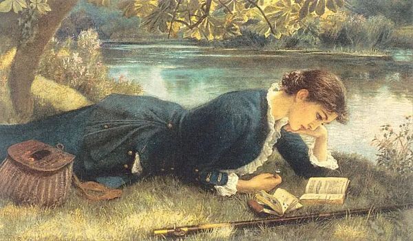Reading by the River by Edward Robert Hughes | Oil Painting Reproduction