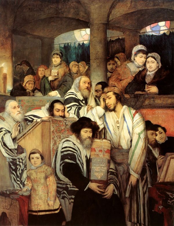 Jews Praying in the Synagogue on Yom Kippur | Oil Painting Reproduction