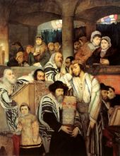 Jews Praying in the Synagogue on Yom Kippur By Maurycy Gottlieb