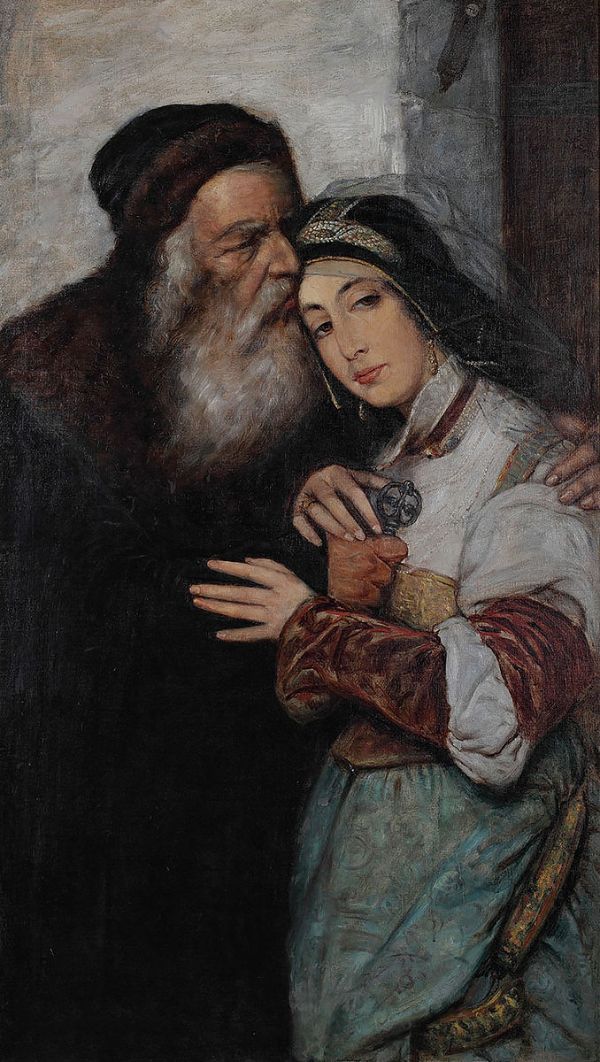 Shylock and Jessica 1887 by Maurycy Gottlieb | Oil Painting Reproduction