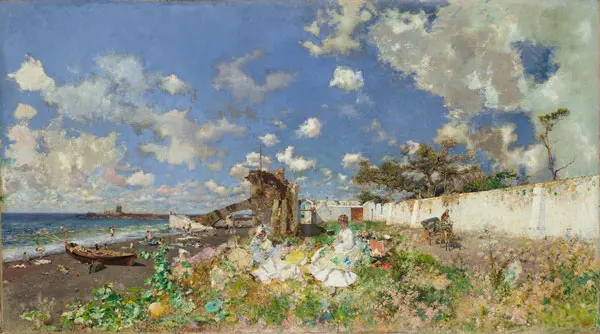 Beach at Portici By Maria Fortuny