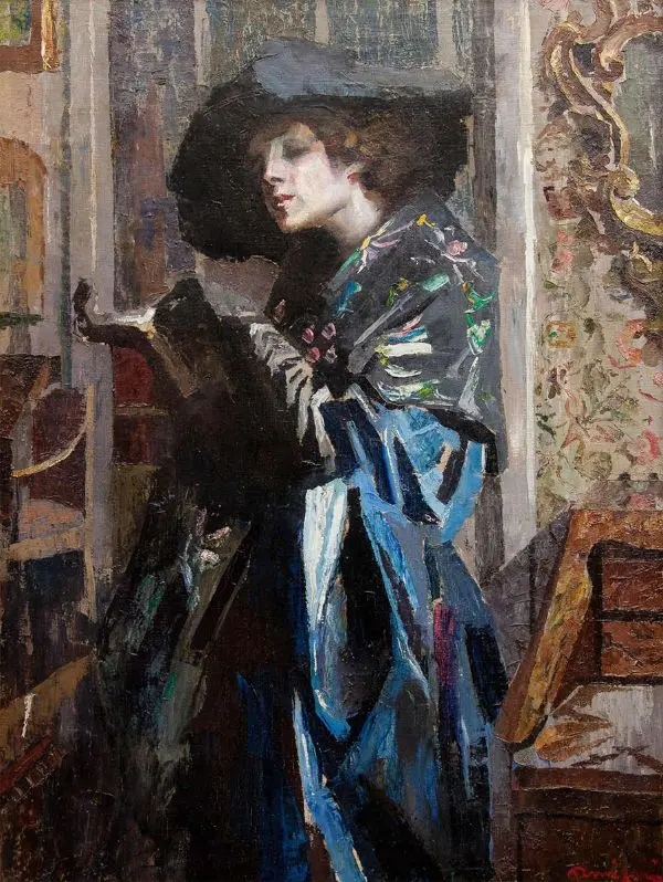 Dama col Cappello 1928 By Giuseppe Amisani