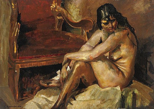 Female Nudo by Giuseppe Amisani | Oil Painting Reproduction
