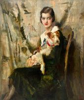 Girl with the little Dog By Giuseppe Amisani