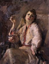 Lady with Cigarette By Giuseppe Amisani