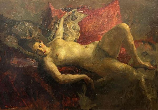 Nudo di Donna Disteso by Giuseppe Amisani | Oil Painting Reproduction