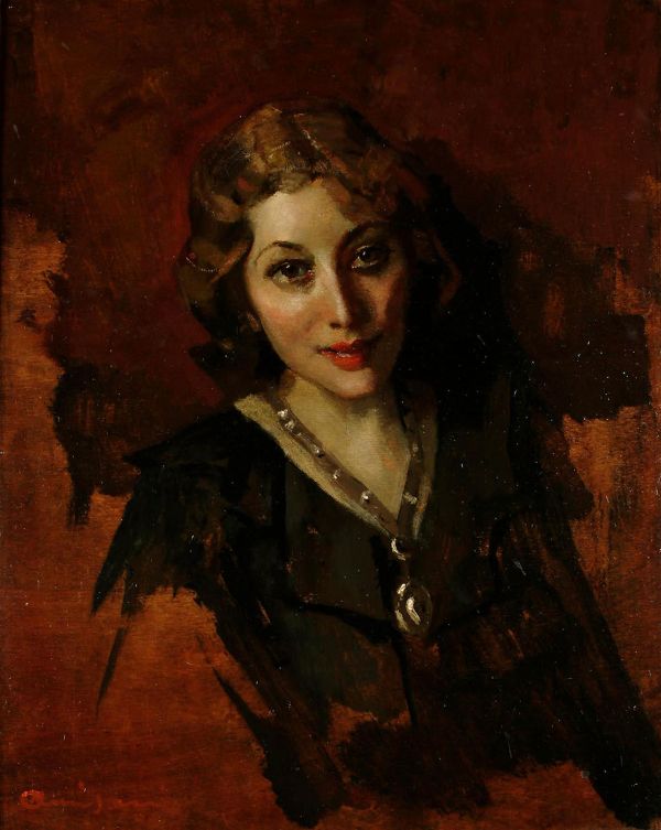 Portrait of a Lady Signed by Giuseppe Amisani | Oil Painting Reproduction