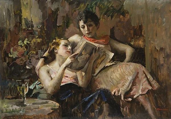 Ragazze in Lettura by Giuseppe Amisani | Oil Painting Reproduction