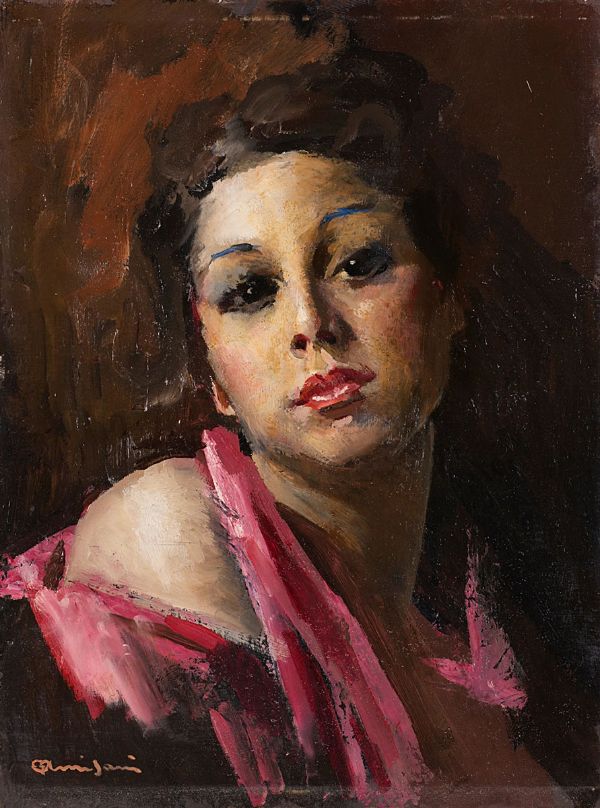 Ritratto di Fanciulla Con Camicetta Rosa | Oil Painting Reproduction
