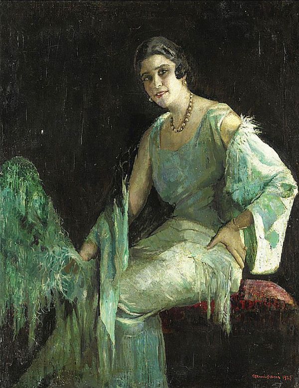 Ritratto di Signora 1925 by Giuseppe Amisani | Oil Painting Reproduction