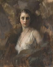 Ritratto di Signora Con Collana di Perle 1938 By Giuseppe Amisani