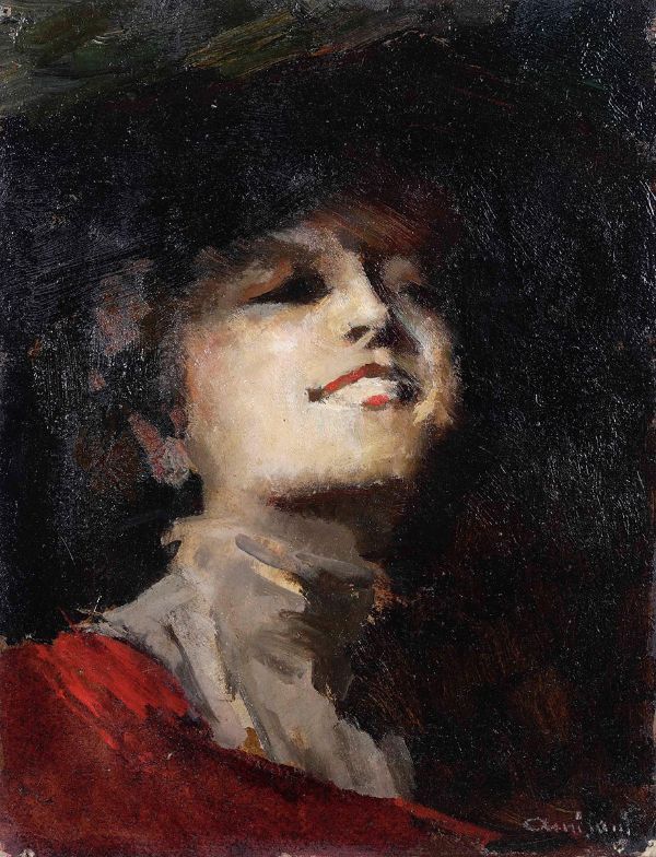 Ritratto Femminile 1914 by Giuseppe Amisani | Oil Painting Reproduction
