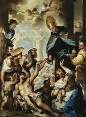 Saint Thomas of Villanova Giving Alms to the Poor By Luca Giordano