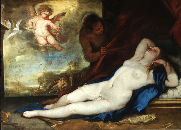 Sleeping Venus Amor and Satyr c1670 | Oil Painting Reproduction