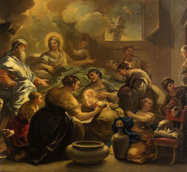 The Birth of the Virgin by Luca Giordano | Oil Painting Reproduction