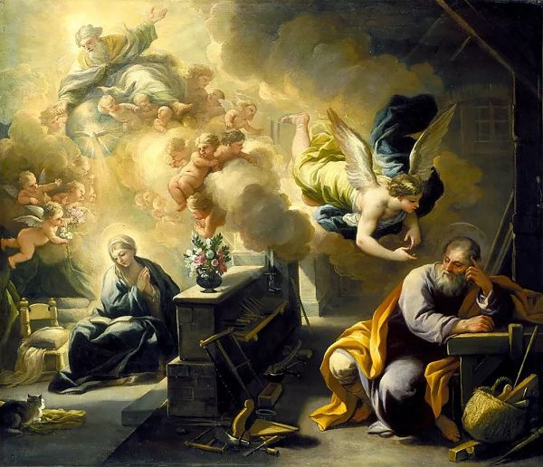 The Dream of St Joseph c1700 by Luca Giordano | Oil Painting Reproduction