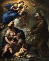 The Virgin and Child Appearing to Saint Francis of Assisi By Luca Giordano