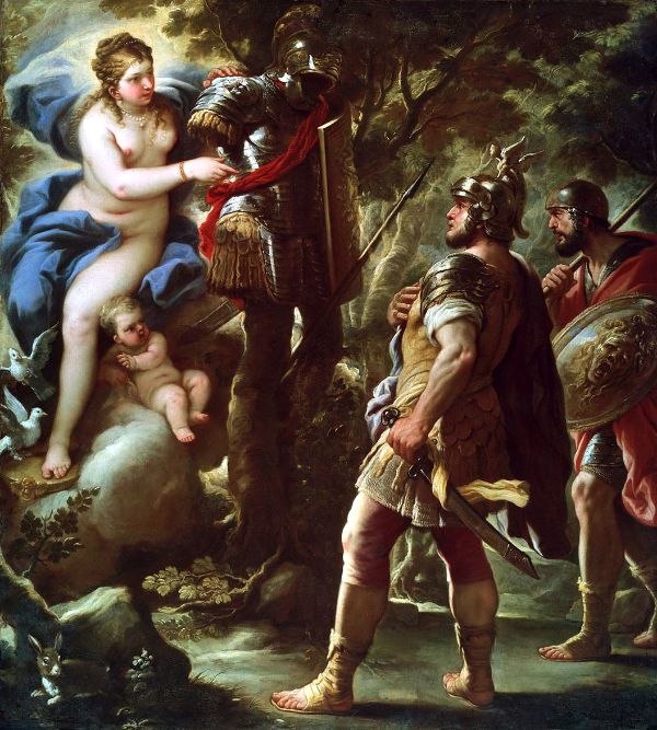 Venus Giving Arms to Aeneas by Luca Giordano | Oil Painting Reproduction